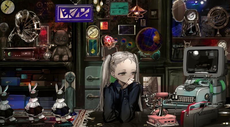 Gothic Anime Girl, Vendor, Old Computer, Room, Items Wallpaper
