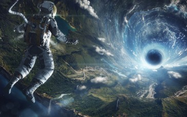 Astronaut, Teleport, Vortex, Science Fiction Wallpaper