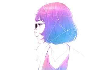 Anime Girl, Profile View, Short Hair, Glasses, Meganekko Wallpaper