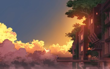 Anime Dragon, Soul, Clouds, Anime Girl Wallpaper