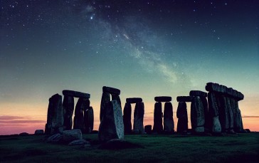 Stonehenge , Stone Circle, Stars, Starry Night, Rocks Wallpaper