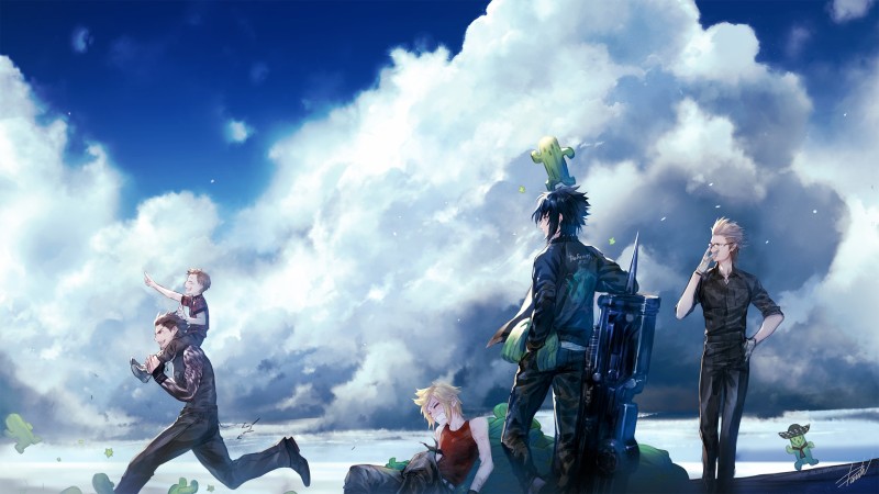 Final Fantasy Xv, Noctis Lucis Caelum, Ignis Scientia, Gladiolus Amicitia, Anime Style Wallpaper