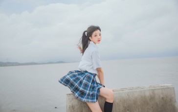 CherryNeko, Women, Model, Asian, Overcast, Women Outdoors Wallpaper