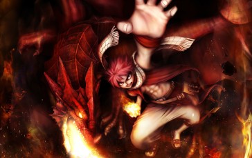 Natsu Dragneel, Fairy Tail, Dragon, Fire, Anime Wallpaper