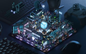 Motherboards, Neon, Neon City, Republic of Gamers, Controllers, Computer Mice Wallpaper