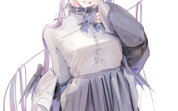 Purple Hair, Anime Girls, Purple Eyes, Horns Wallpaper