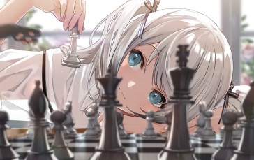 Anime, Anime Girls, Chess, Women Indoors Wallpaper