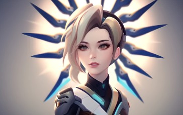 Mercy (Overwatch), Simple Background, Overwatch, Video Games Wallpaper