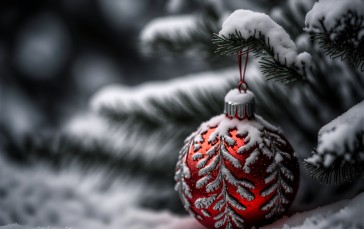 AI Art, Baubles, Christmas, Christmas Tree, Christmas Greeting, Snow Wallpaper