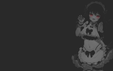 Anime, Anime Girls, Black Background, Monochrome, Maid, Maid Outfit Wallpaper