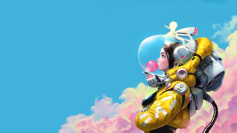 Wenjuinn Png, Bubble Gum, Spacesuit, Minimalism, Simple Background Wallpaper