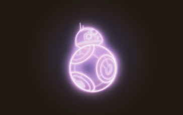 BB-8, Star Wars, Neon, Simple Background Wallpaper
