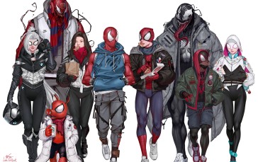 Spider-Man, Spider Gwen, Superhero, Venom Wallpaper