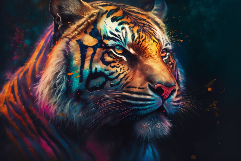 AI Art, Colorful, Tiger, Painting, Portrait Wallpaper