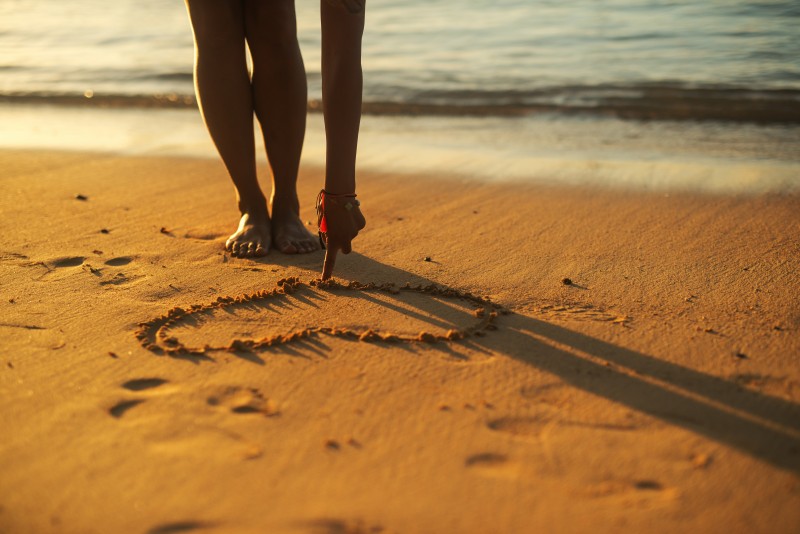 Heart, Beach, Sea, Legs Wallpaper