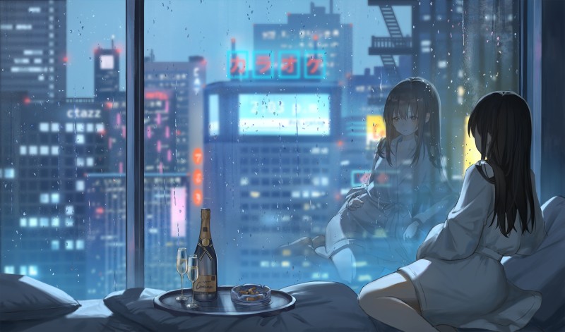 Anime, Anime Girls, Catzz, Rain, City Wallpaper