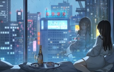 Anime, Anime Girls, Catzz, Rain, City Wallpaper