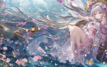 Anime, Anime Girls, Water, Underwater, Long Hair, Chinese Dress Wallpaper