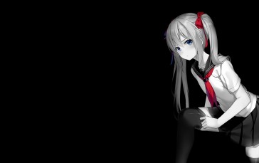 Black Background, Dark Background, Selective Coloring, Simple Background, Anime Girls Wallpaper