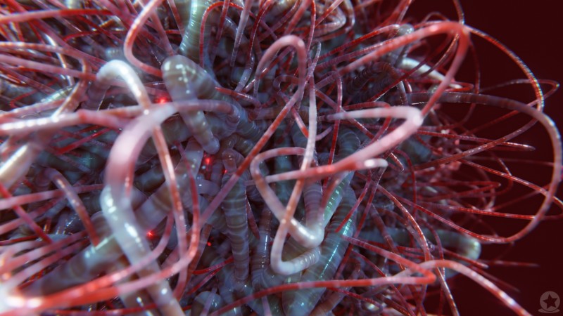 3D Abstract, Red, Bodily Tangle, Organic Wallpaper