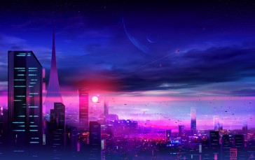 JoeyJazz, Cityscape, Digital Painting, Science Fiction Wallpaper