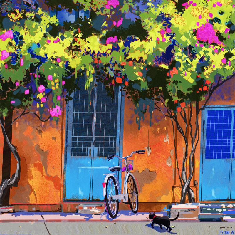 Bicycle, Artwork, Digital Art, Trees Wallpaper