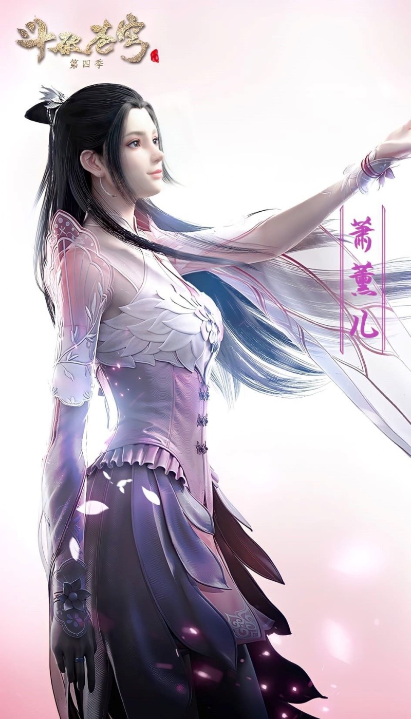 Xun Er, Anime Girls, Petals, Black Hair Wallpaper