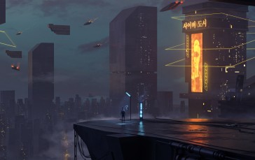 4K, Cyberpunk, Cyber City, Futuristic City Wallpaper