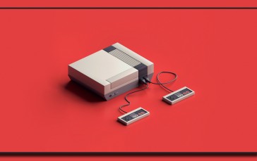 Retro Console, Controllers, Wires, Simple Background Wallpaper