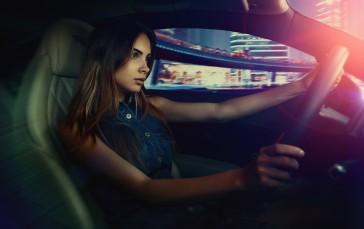 Women, Model, Car, Car Interior, Brunette Wallpaper