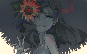 Nico Tina, Minimalism, Anime Girls, Flower in Hair Wallpaper