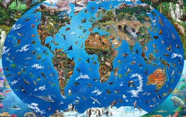 Artwork, Digital Art, Map, Animals, World Map Wallpaper
