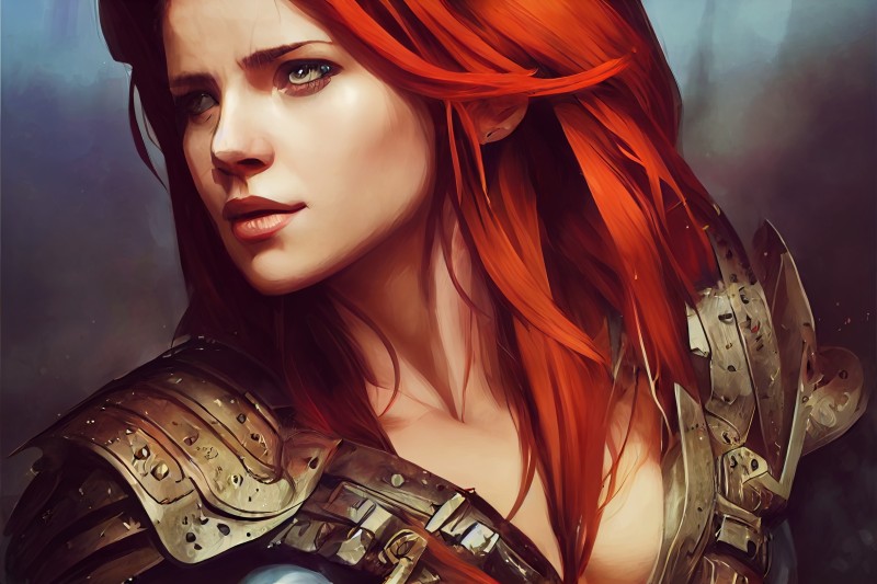 Red Sonja, Barbarian, Redhead, Women, AI Art Wallpaper