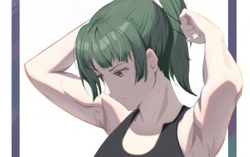 Anime, Anime Girls, Green Hair, Ponytail, Armpits Wallpaper