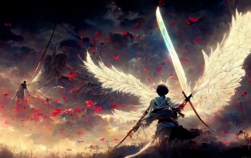 Anime, Cinematic, Wings, AI Art Wallpaper