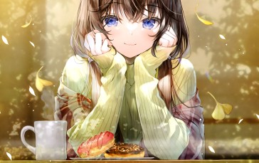 Anime, Anime Girls, Blue Eyes, Donut Wallpaper