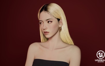 Ling Jie Zeng, CGI, Women, Blonde, Long Hair Wallpaper