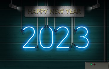 New Year, 2023 (year), Neon Sign, Neon Wallpaper