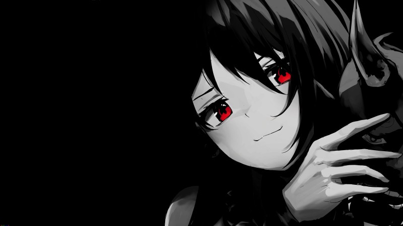 Selective Coloring, Black Background, Dark Background, Simple Background, Anime Girls Wallpaper