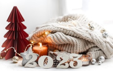 New Year, Christmas, Candles, 2023 (year) Wallpaper