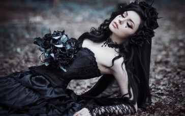 Gothic, Dark, Black Rose, Women Wallpaper