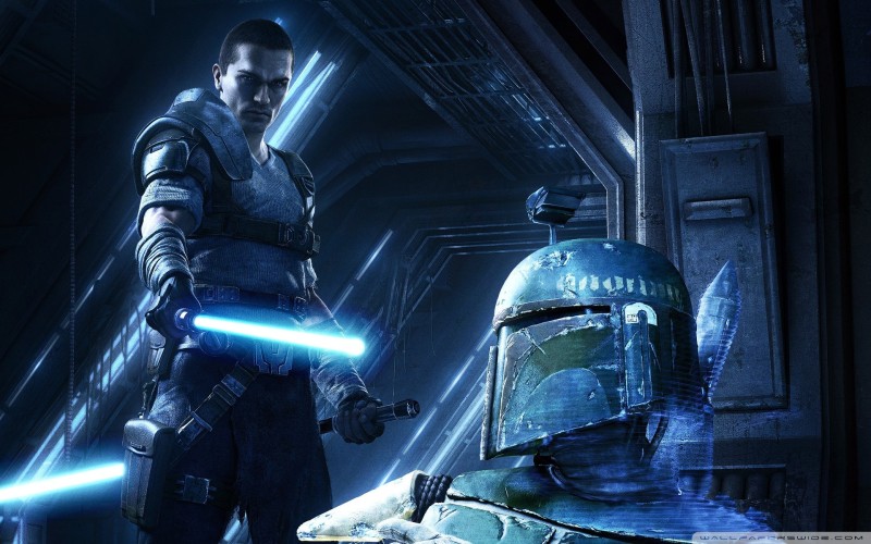 Star Wars, Starkiller, Lightsaber, Blue, Black Wallpaper