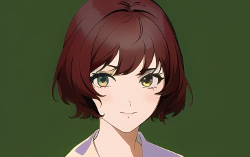 Anime Girls, Novel Ai, Anime, Women, Green Background, Simple Background Wallpaper