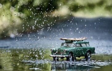 Toys, Water, Car, Rain, Reflection Wallpaper