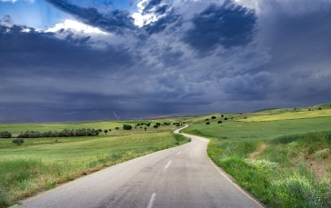 Road, Nature, Sky, Clouds, Lightning Wallpaper