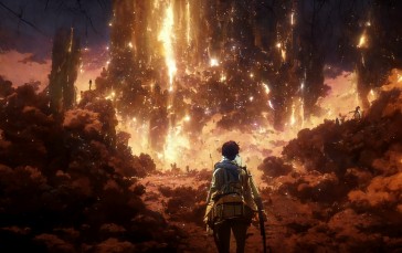 Anime, Attack on Titan (Game), Explosion, Stars Wallpaper
