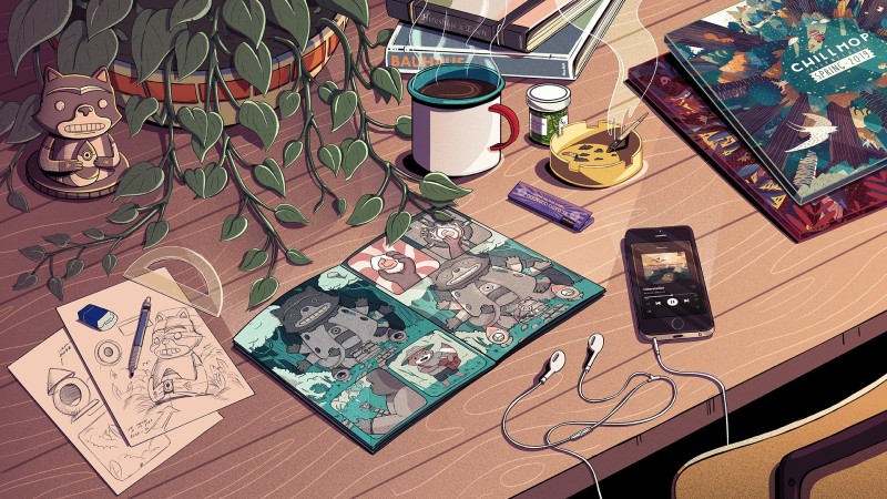Chillhop Music, IPhone, Desk, Drawing, Coffee Wallpaper