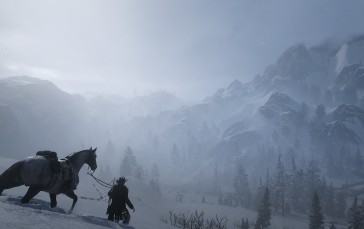 Snow Covered, Horseback, Red Dead Redemption 2, Arthur Morgan, Video Games, Video Game Characters Wallpaper