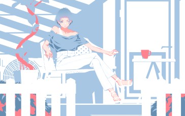 Nico Tina, Minimalism, Anime Girls, Cup Wallpaper