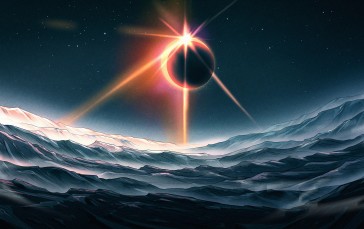 Christian Benavides, Digital Art, Fantasy Art, Eclipse , Starry Night Wallpaper